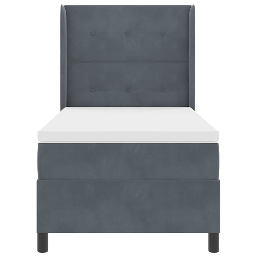 Box spring seng med hovedgærde Mørkegrå 100 x 200 cm Fløjl