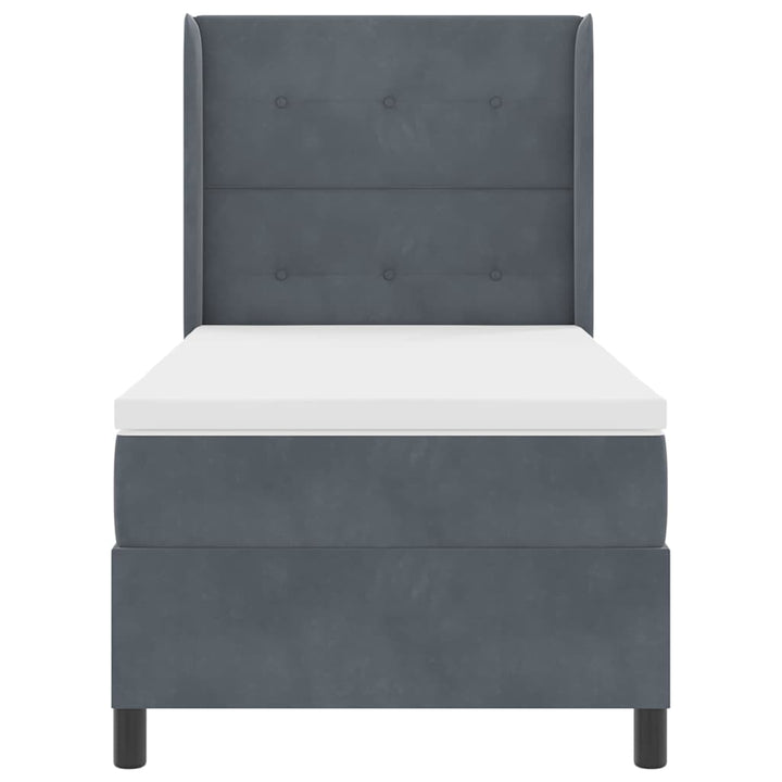 Box spring seng med hovedgærde Mørkegrå 100 x 200 cm Fløjl