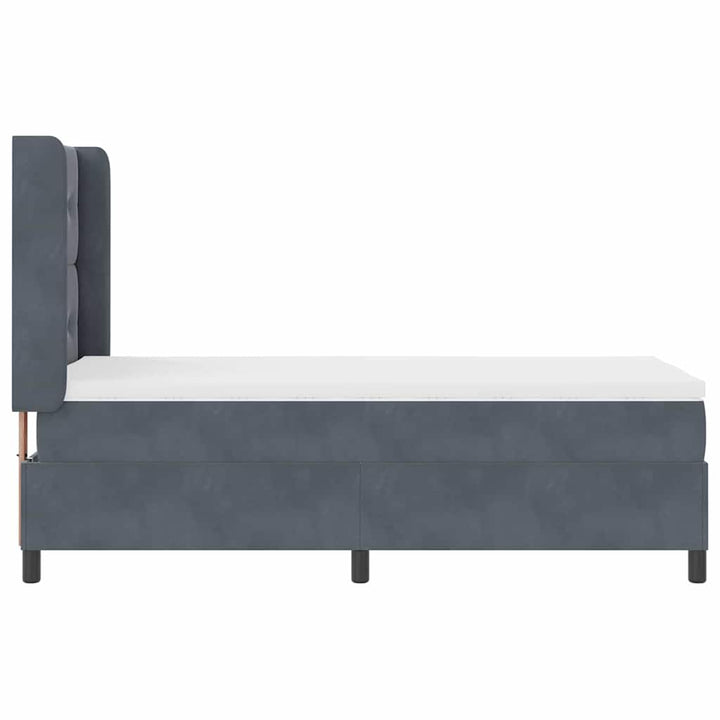 Box spring seng med hovedgærde Mørkegrå 100 x 200 cm Fløjl