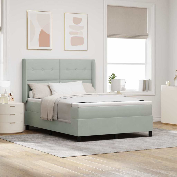 Box spring seng med hovedgærde Lysegrå 160 x 200 cm Fløjl