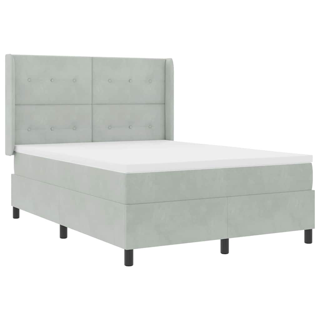 Box spring seng med hovedgærde Lysegrå 160 x 200 cm Fløjl