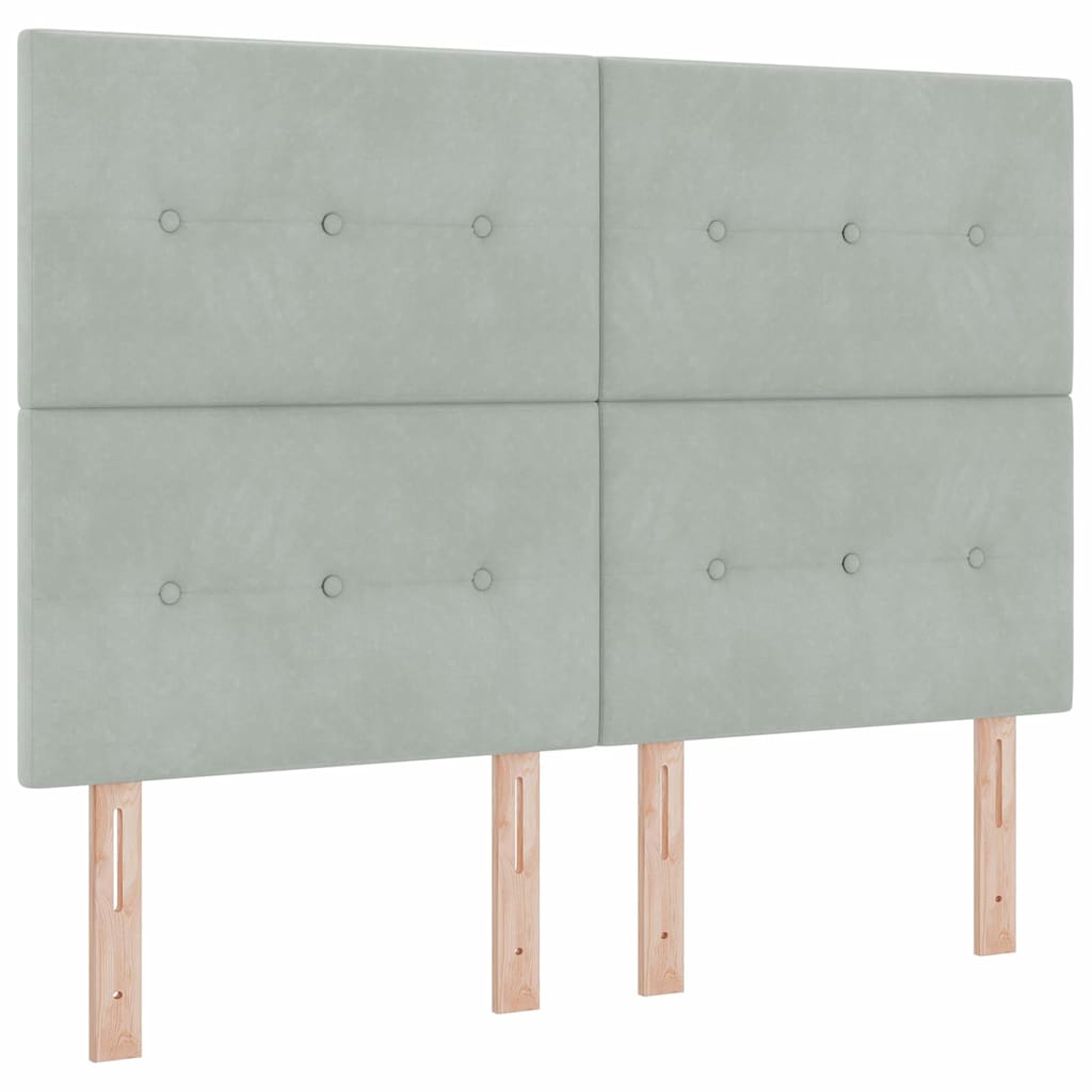 Box spring seng med hovedgærde Lysegrå 160 x 200 cm Fløjl