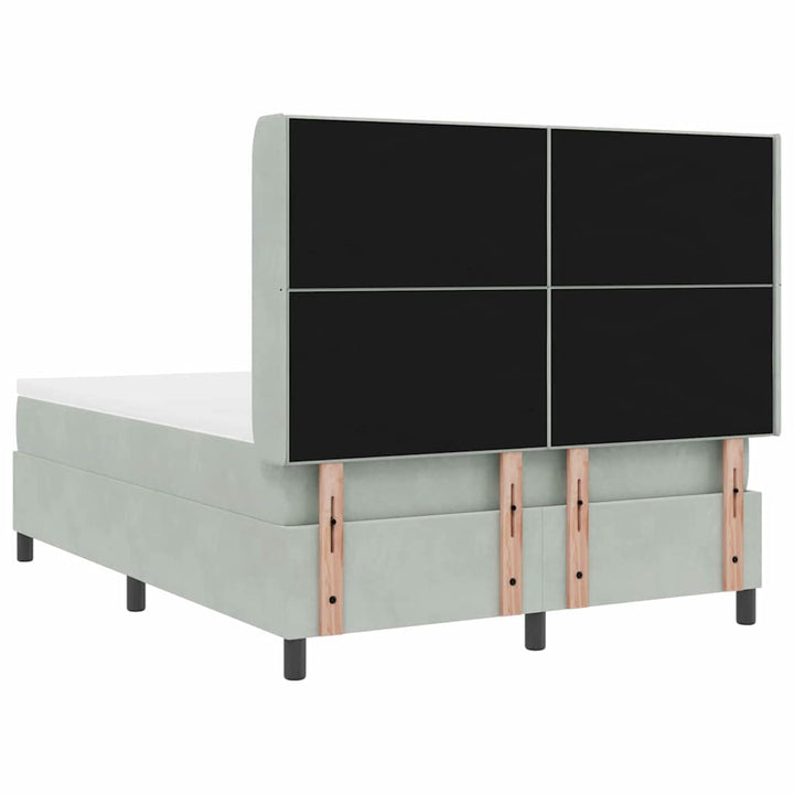Box spring seng med hovedgærde Lysegrå 160 x 200 cm Fløjl