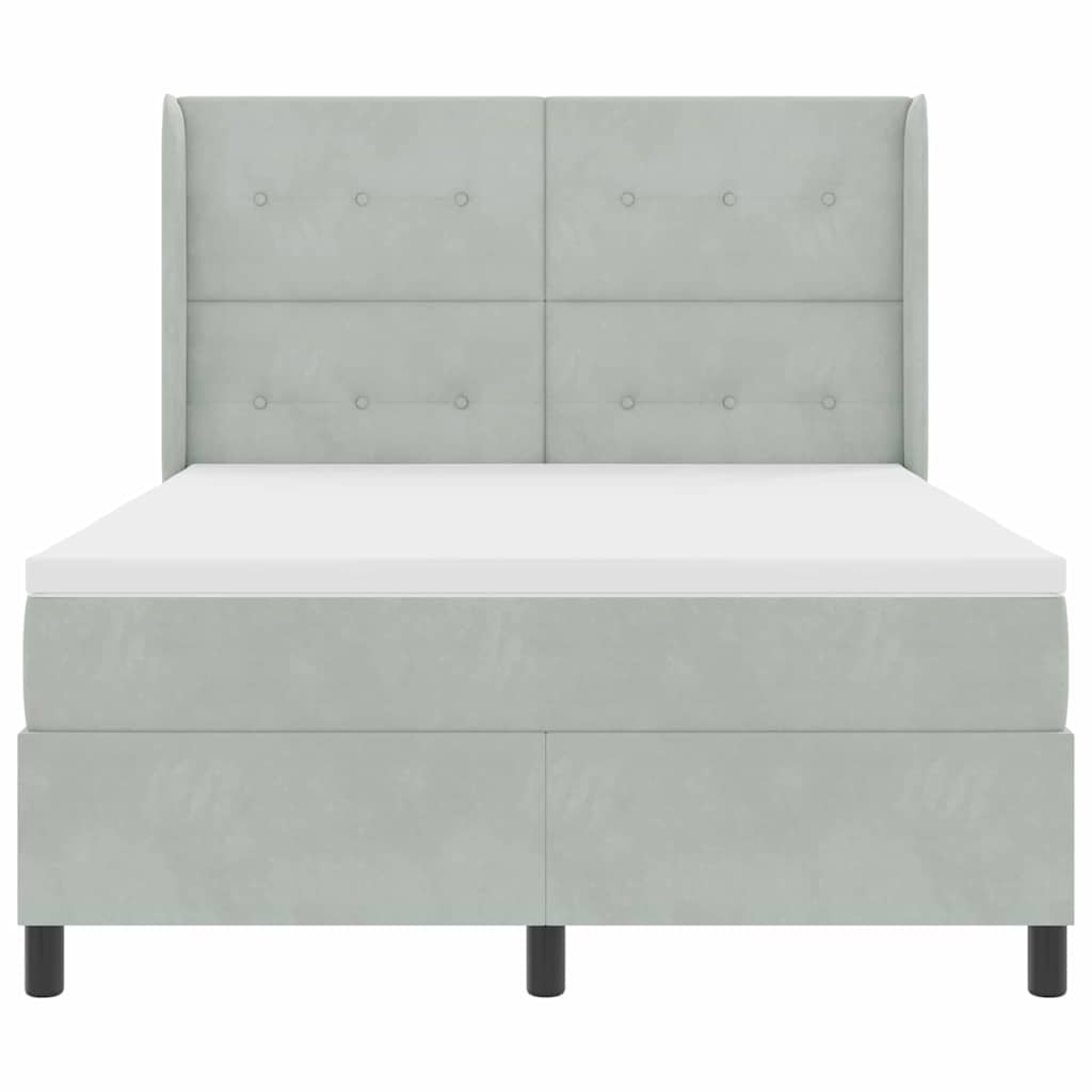 Box spring seng med hovedgærde Lysegrå 160 x 200 cm Fløjl