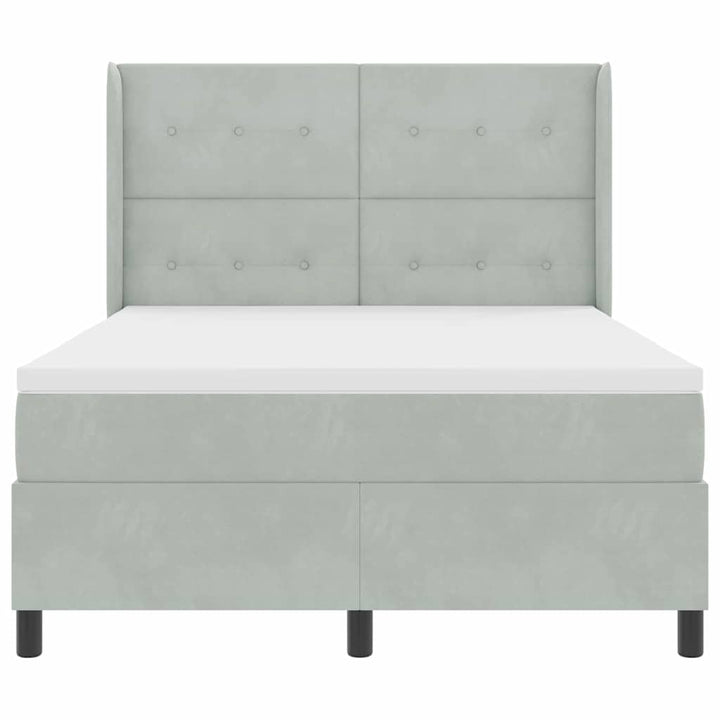 Box spring seng med hovedgærde Lysegrå 160 x 200 cm Fløjl