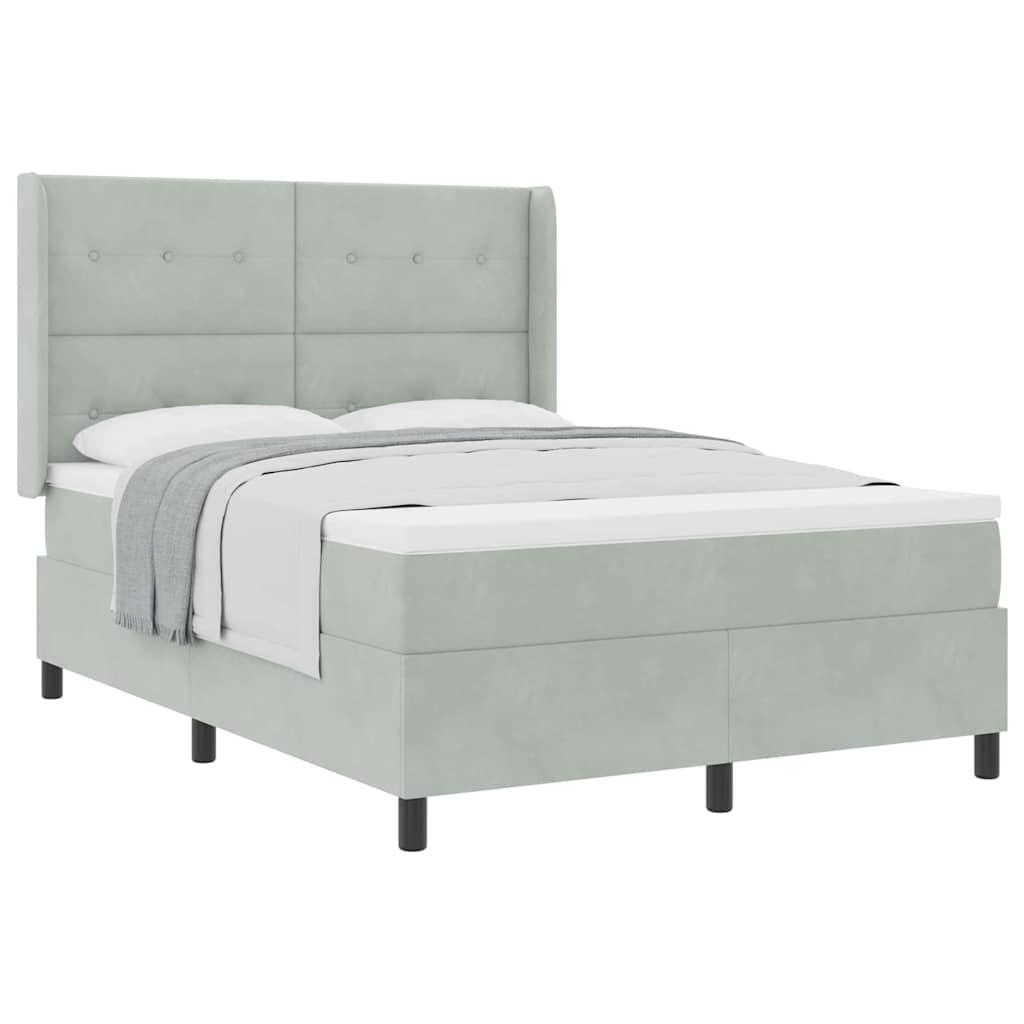 Box spring seng med hovedgærde Lysegrå 160 x 200 cm Fløjl