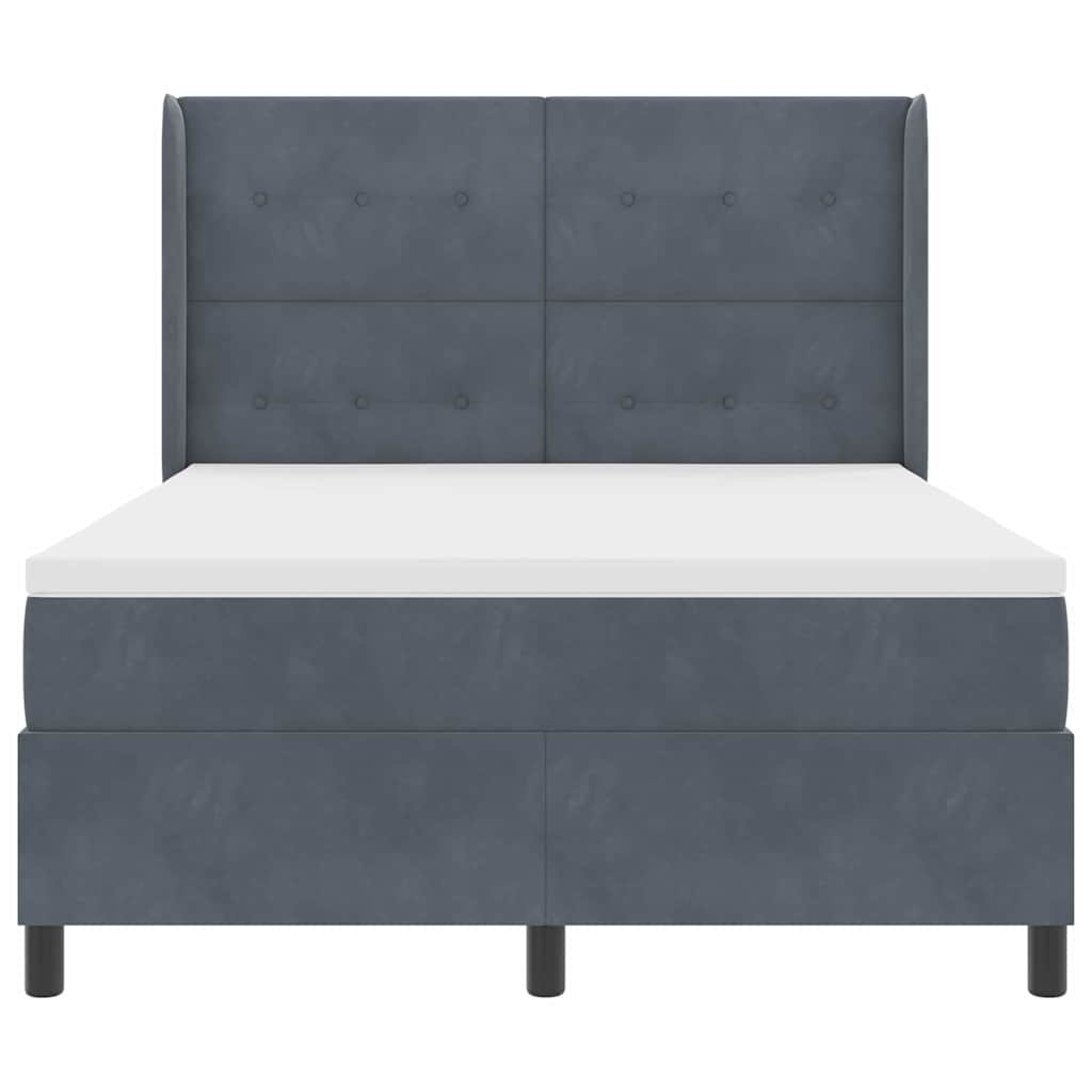 Box spring seng med hovedgærde Mørkegrå 160 x 200 cm Fløjl