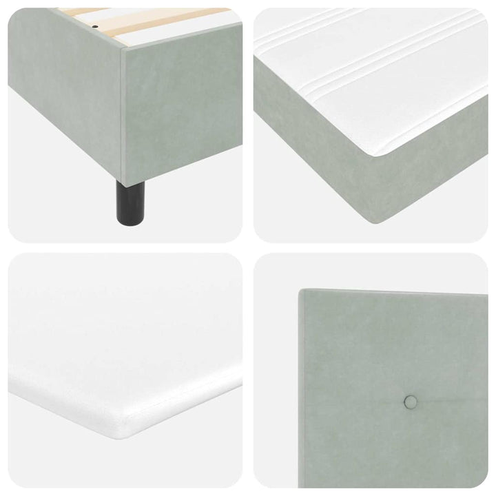 Box spring seng med hovedgærde Lysegrå 200 x 200 cm Fløjl