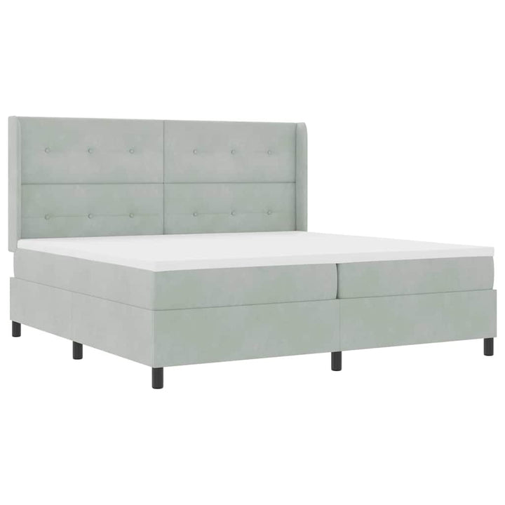 Box spring seng med hovedgærde Lysegrå 200 x 200 cm Fløjl
