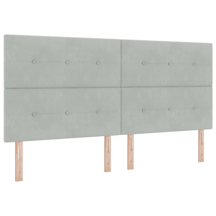 Box spring seng med hovedgærde Lysegrå 200 x 200 cm Fløjl