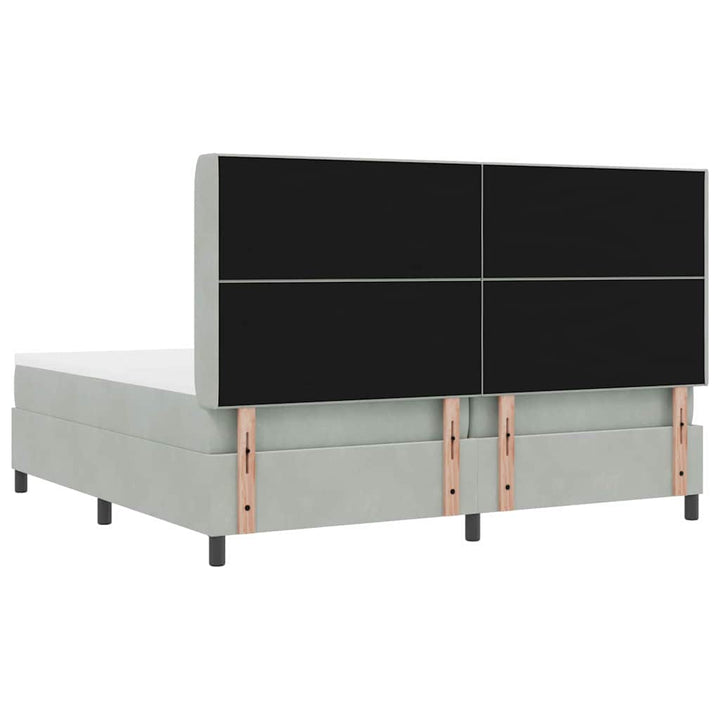Box spring seng med hovedgærde Lysegrå 200 x 200 cm Fløjl
