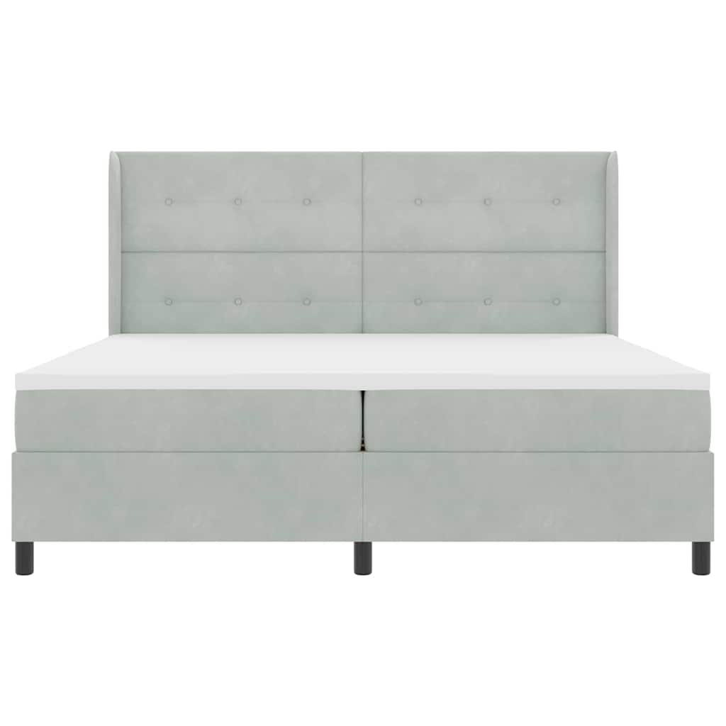 Box spring seng med hovedgærde Lysegrå 200 x 200 cm Fløjl