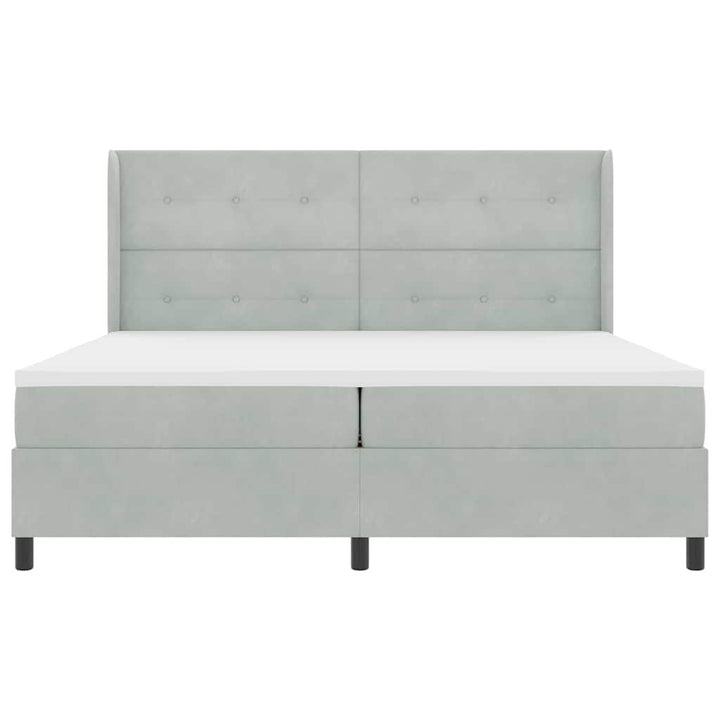 Box spring seng med hovedgærde Lysegrå 200 x 200 cm Fløjl