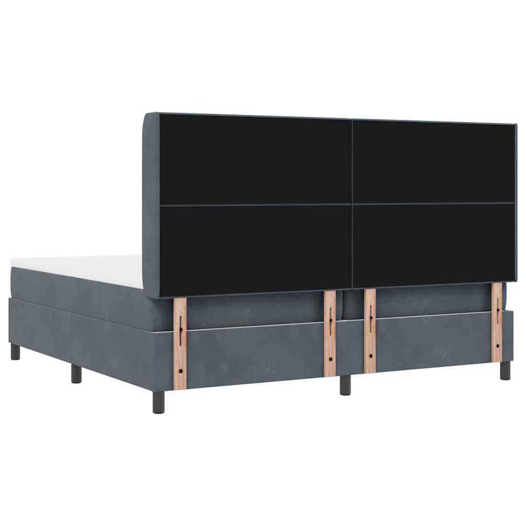 Box spring seng med hovedgærde Mørkegrå 200 x 200 cm Fløjl