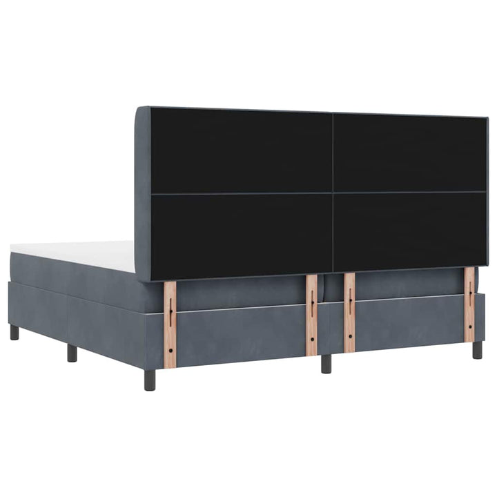 Box spring seng med hovedgærde Mørkegrå 200 x 200 cm Fløjl