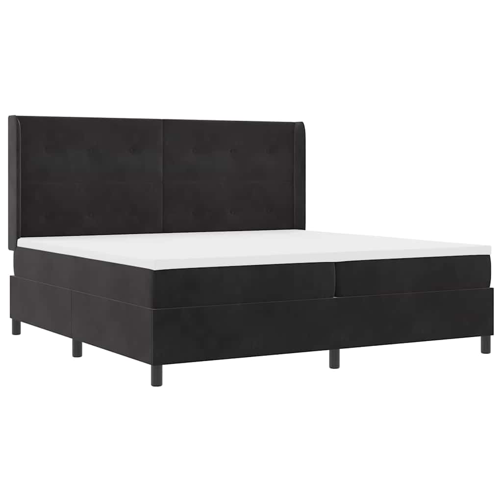 Box spring seng med hovedgærde Sort 200 x 200 cm Fløjl