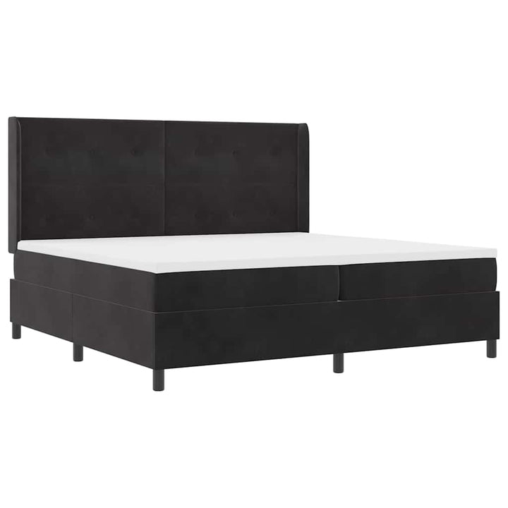 Box spring seng med hovedgærde Sort 200 x 200 cm Fløjl