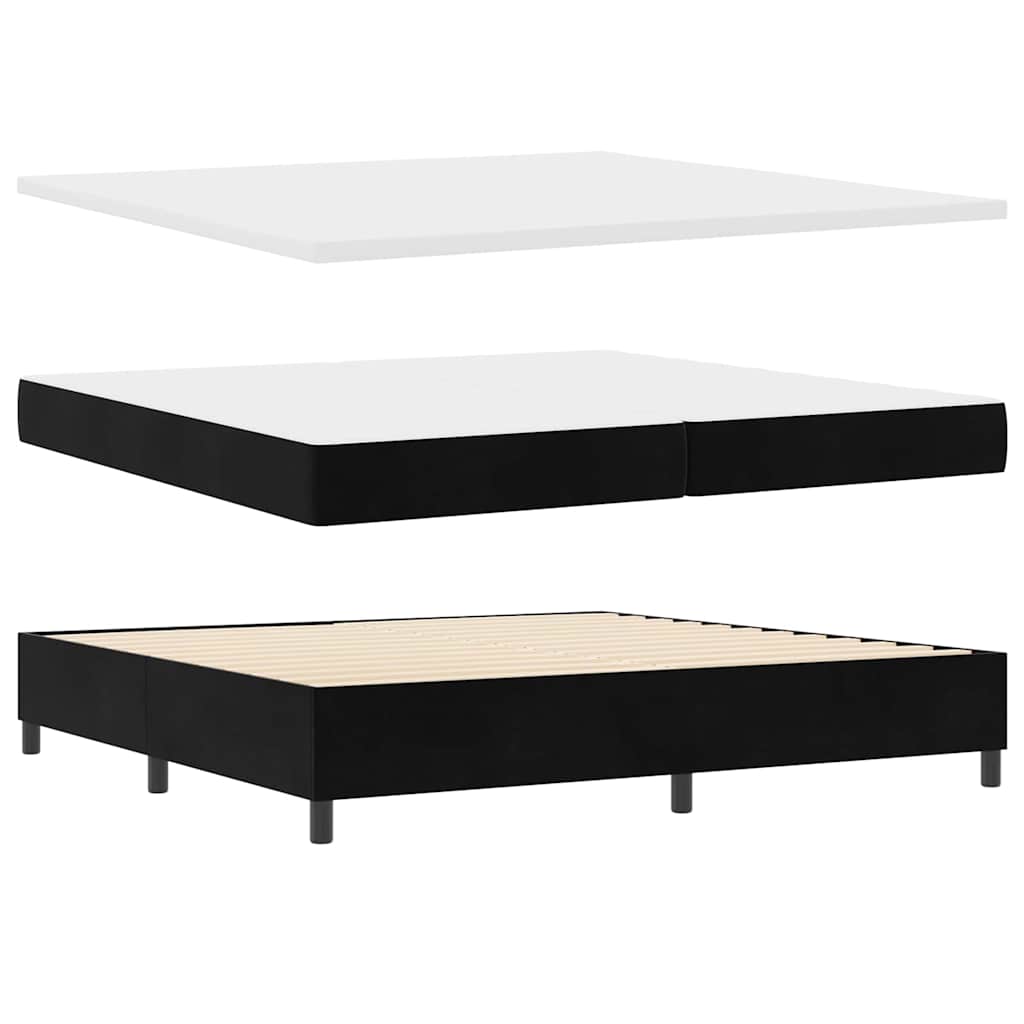 Box spring seng med hovedgærde Sort 200 x 200 cm Fløjl
