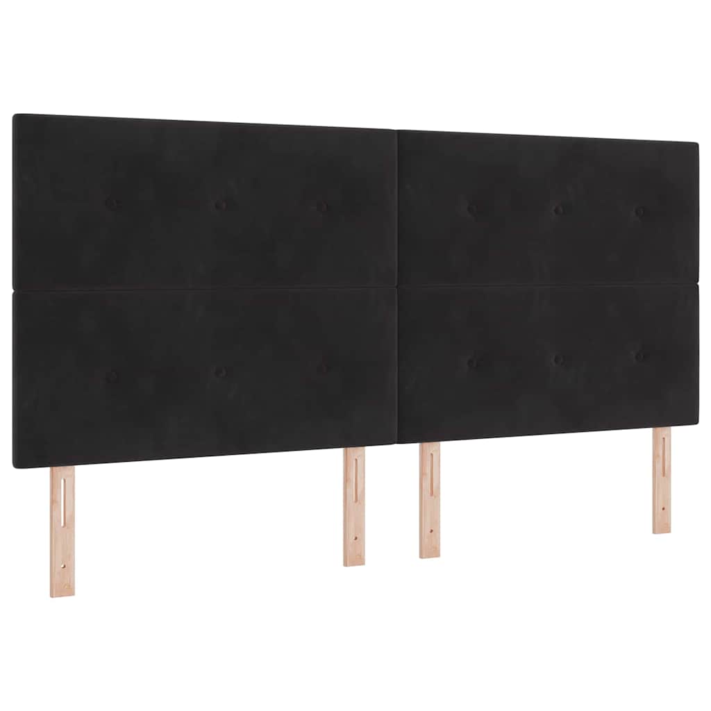 Box spring seng med hovedgærde Sort 200 x 200 cm Fløjl