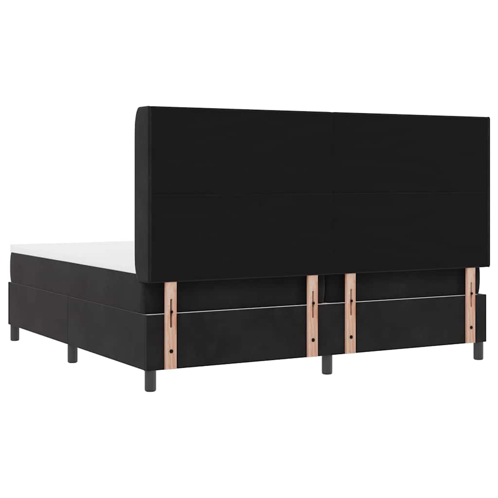 Box spring seng med hovedgærde Sort 200 x 200 cm Fløjl