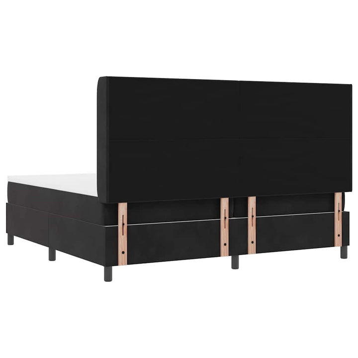 Box spring seng med hovedgærde Sort 200 x 200 cm Fløjl