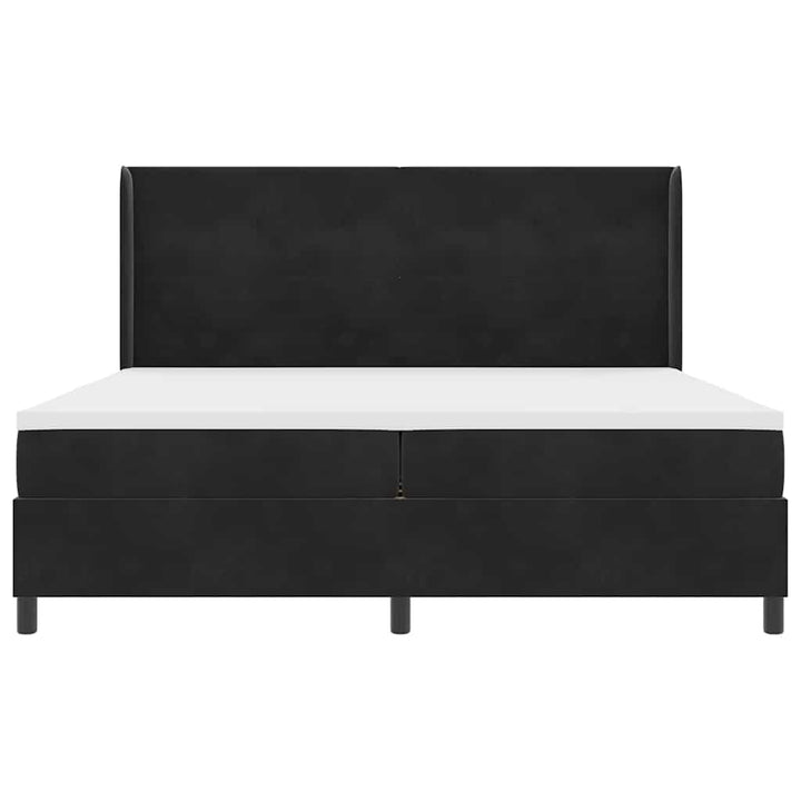 Box spring seng med hovedgærde Sort 200 x 200 cm Fløjl