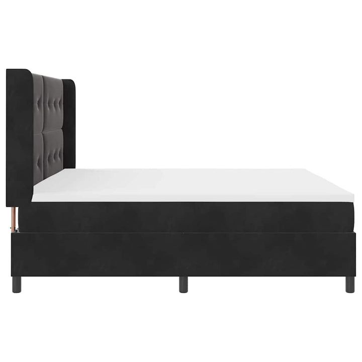 Box spring seng med hovedgærde Sort 200 x 200 cm Fløjl