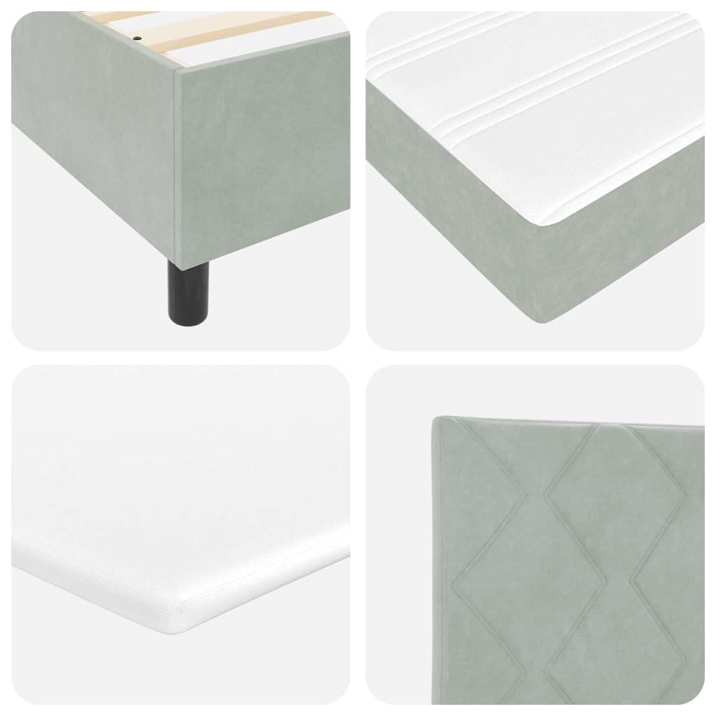 Box spring seng med hovedgærde Lysegrå 80 x 200 cm Fløjl