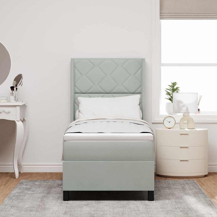 Box spring seng med hovedgærde Lysegrå 80 x 200 cm Fløjl