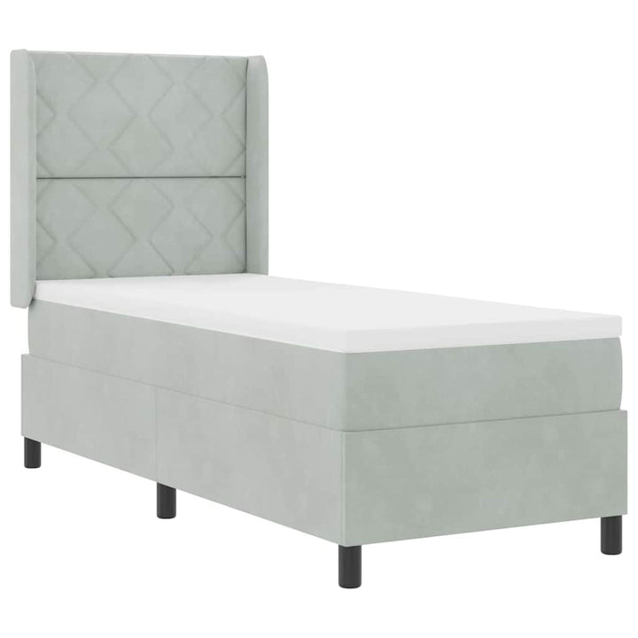 Box spring seng med hovedgærde Lysegrå 80 x 200 cm Fløjl