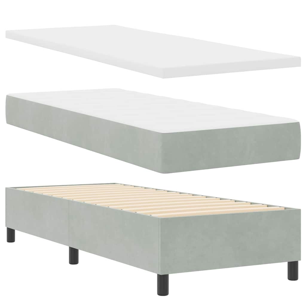 Box spring seng med hovedgærde Lysegrå 80 x 200 cm Fløjl