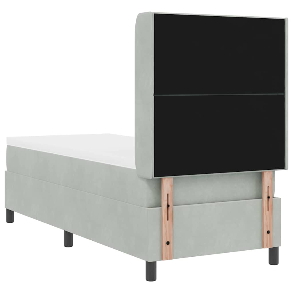 Box spring seng med hovedgærde Lysegrå 80 x 200 cm Fløjl
