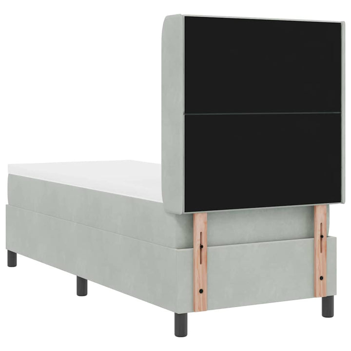 Box spring seng med hovedgærde Lysegrå 80 x 200 cm Fløjl