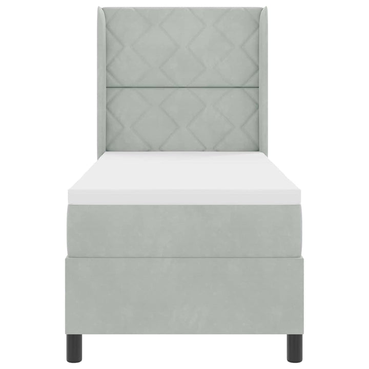 Box spring seng med hovedgærde Lysegrå 80 x 200 cm Fløjl