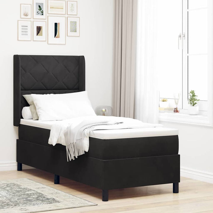 Box spring seng med hovedgærde Sort 80 x 200 cm Fløjl