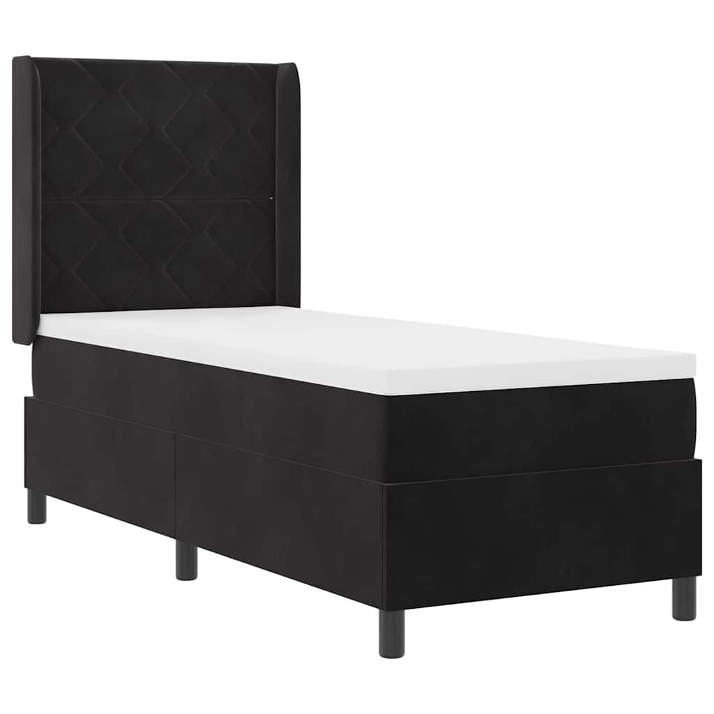 Box spring seng med hovedgærde Sort 80 x 200 cm Fløjl