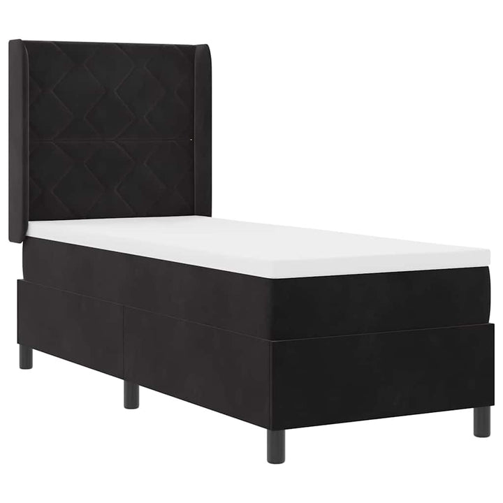 Box spring seng med hovedgærde Sort 80 x 200 cm Fløjl