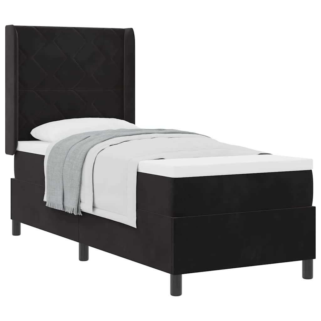 Box spring seng med hovedgærde Sort 80 x 200 cm Fløjl