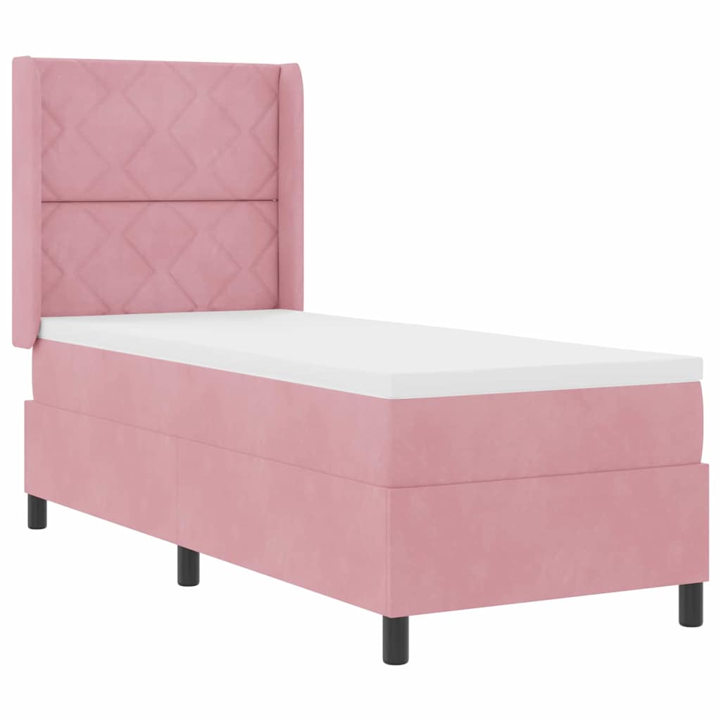 Box spring seng med hovedgærde Lyserød 80 x 200 cm Fløjl