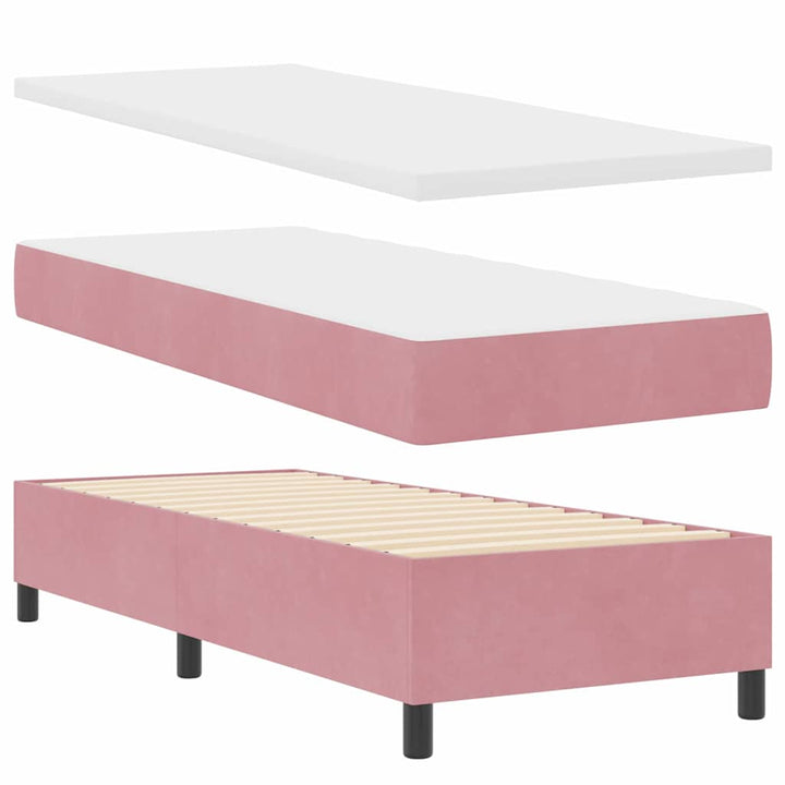 Box spring seng med hovedgærde Lyserød 80 x 200 cm Fløjl