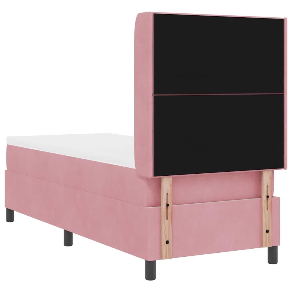 Box spring seng med hovedgærde Lyserød 80 x 200 cm Fløjl