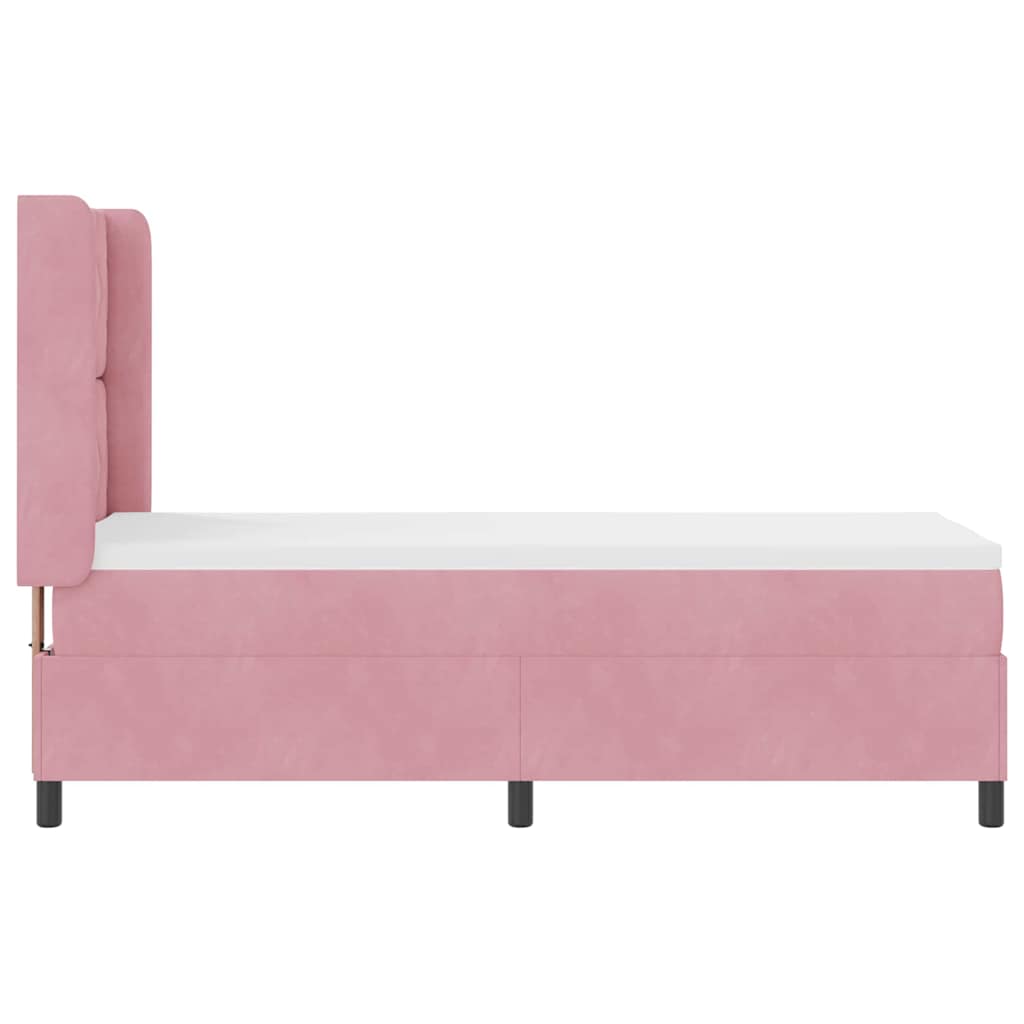 Box spring seng med hovedgærde Lyserød 80 x 200 cm Fløjl