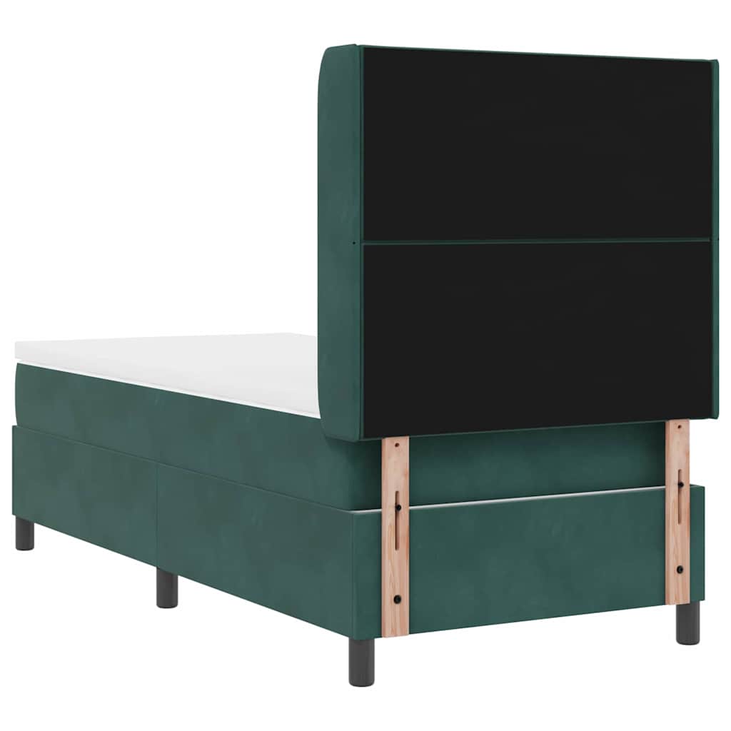 Box spring seng med hovedgærde Mørkegrøn 90 x 190 cm Fløjl