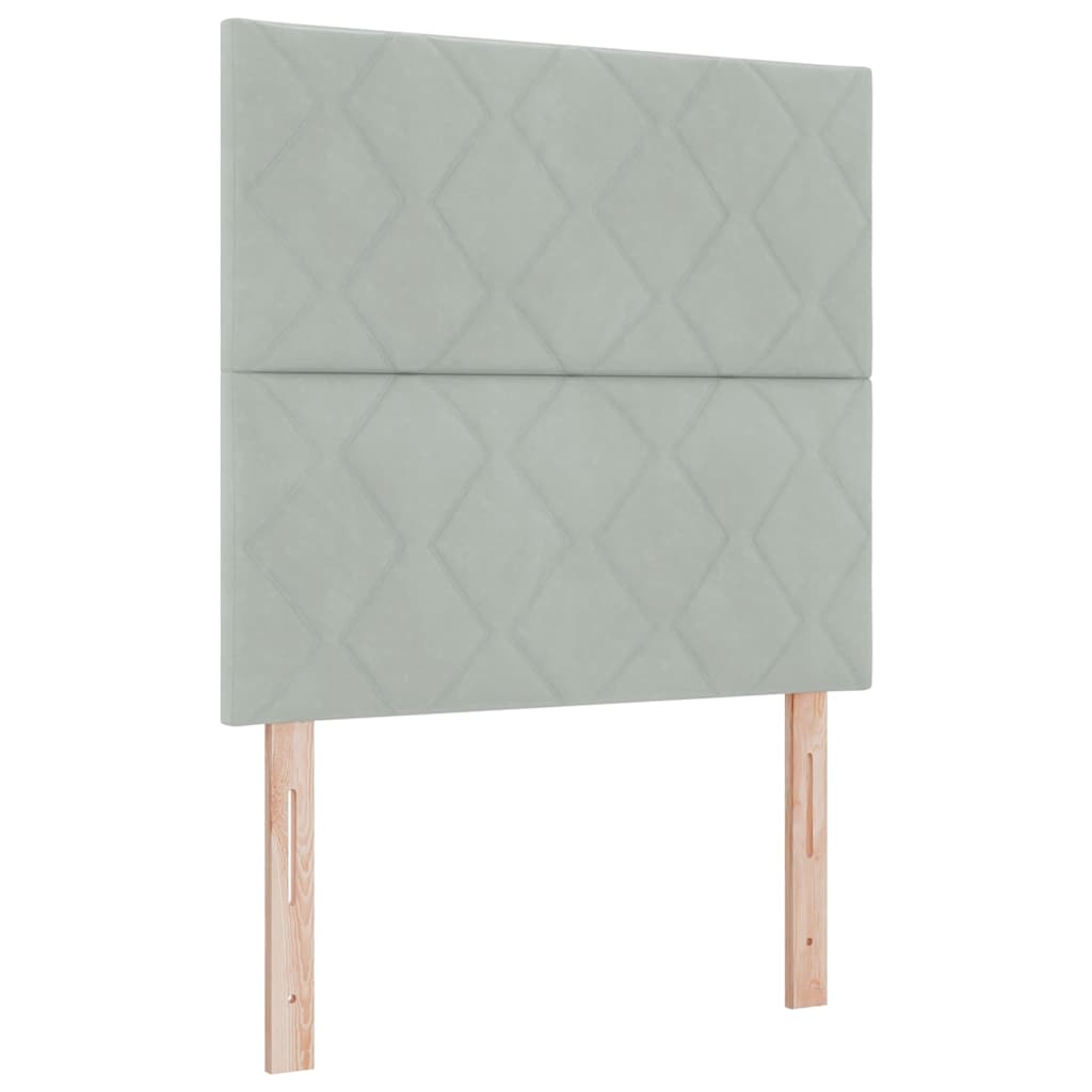 Box spring seng med hovedgærde Lysegrå 90 x 200 cm Fløjl