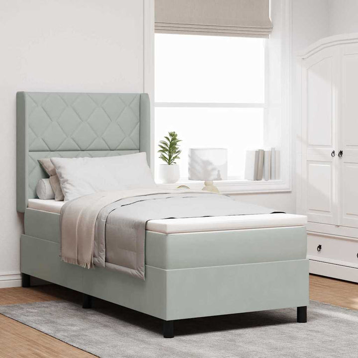 Box spring seng med hovedgærde Lysegrå 100 x 200 cm Fløjl
