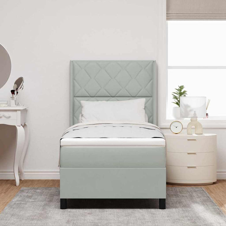 Box spring seng med hovedgærde Lysegrå 100 x 200 cm Fløjl