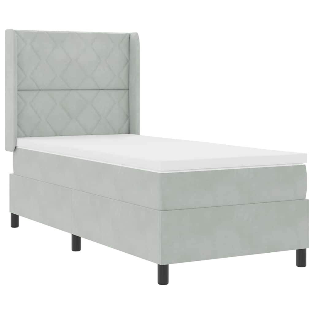 Box spring seng med hovedgærde Lysegrå 100 x 200 cm Fløjl