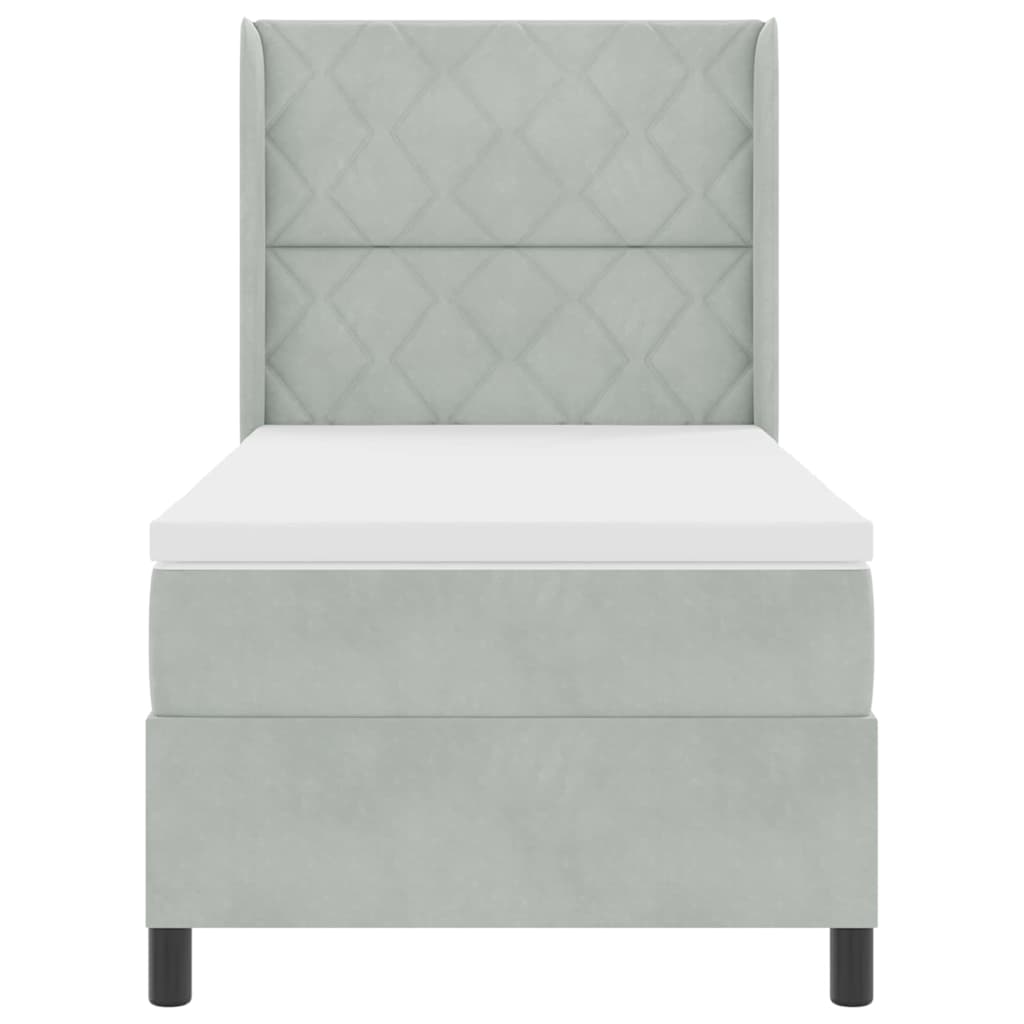 Box spring seng med hovedgærde Lysegrå 100 x 200 cm Fløjl