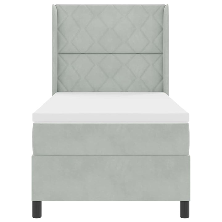 Box spring seng med hovedgærde Lysegrå 100 x 200 cm Fløjl