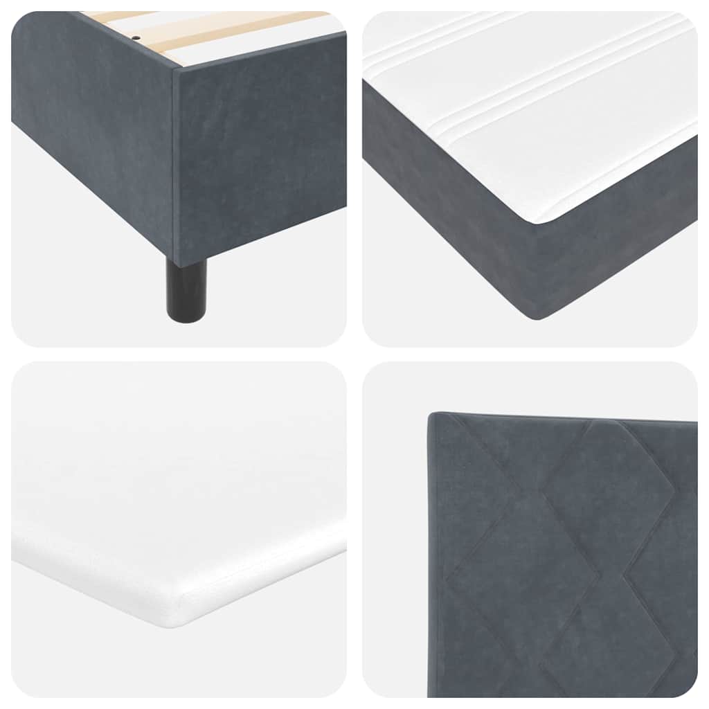 Box spring seng med hovedgærde Mørkegrå 100 x 200 cm Fløjl
